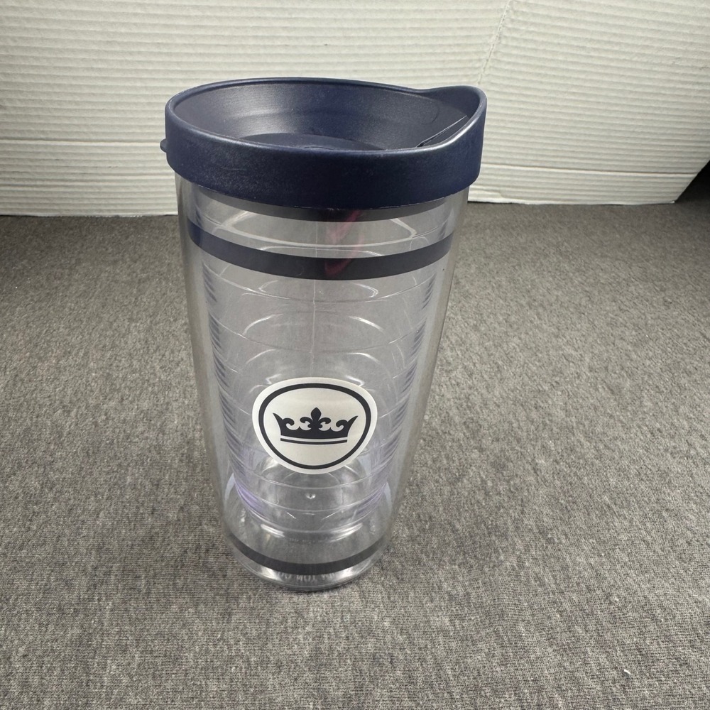 Peter millar Insulated‎ Travel Tumbler 16oz Clear Navy Blue Crown  Slide Lid Cup